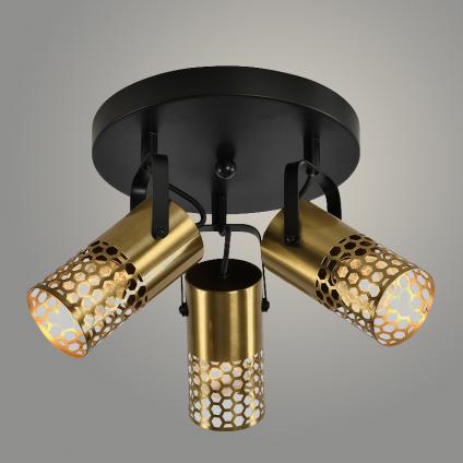 Спот 24001/3 BK+BRASS черный/латунь 3x40W E14 h135, 24